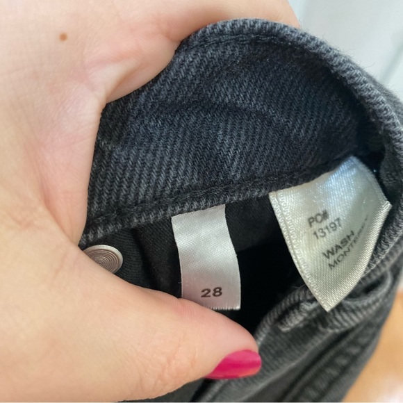 Reformation black gray high rise wide leg jeans button fly cropped - Picture 7 of 9